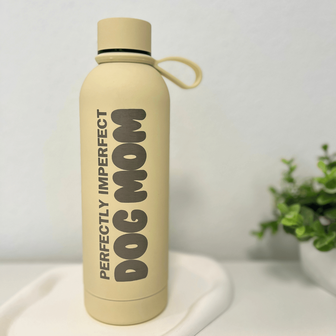 Trinkflasche "perfectly, imperfect dog mom" Gelb