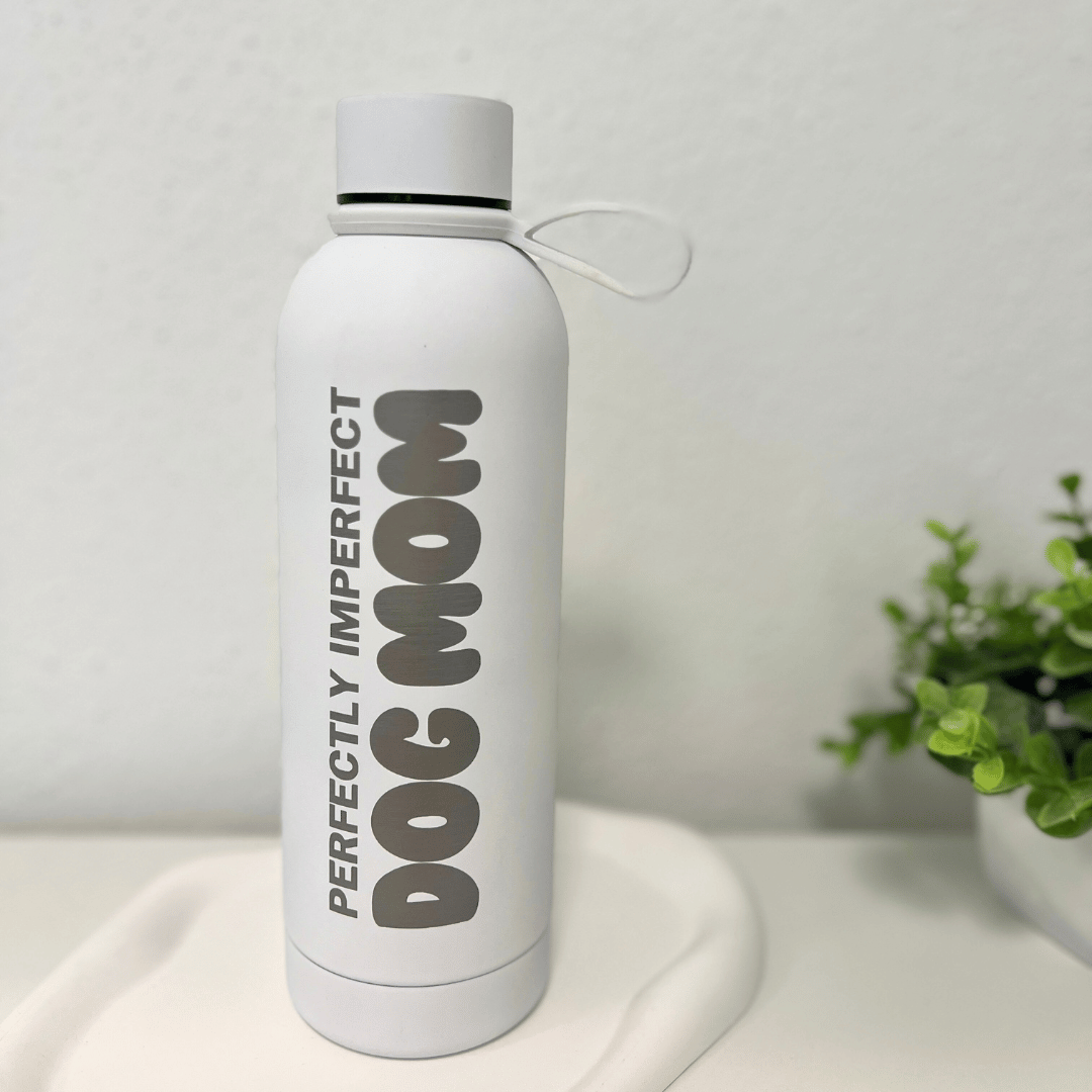 Trinkflasche "perfectly, imperfect dog mom" Weiß