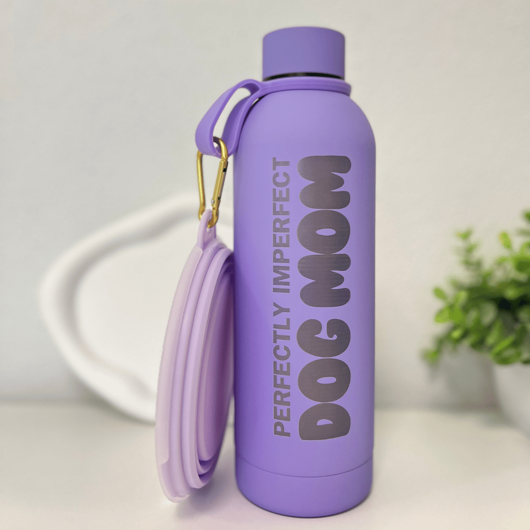 Trinkflasche "perfectly, imperfect dog mom" Lila