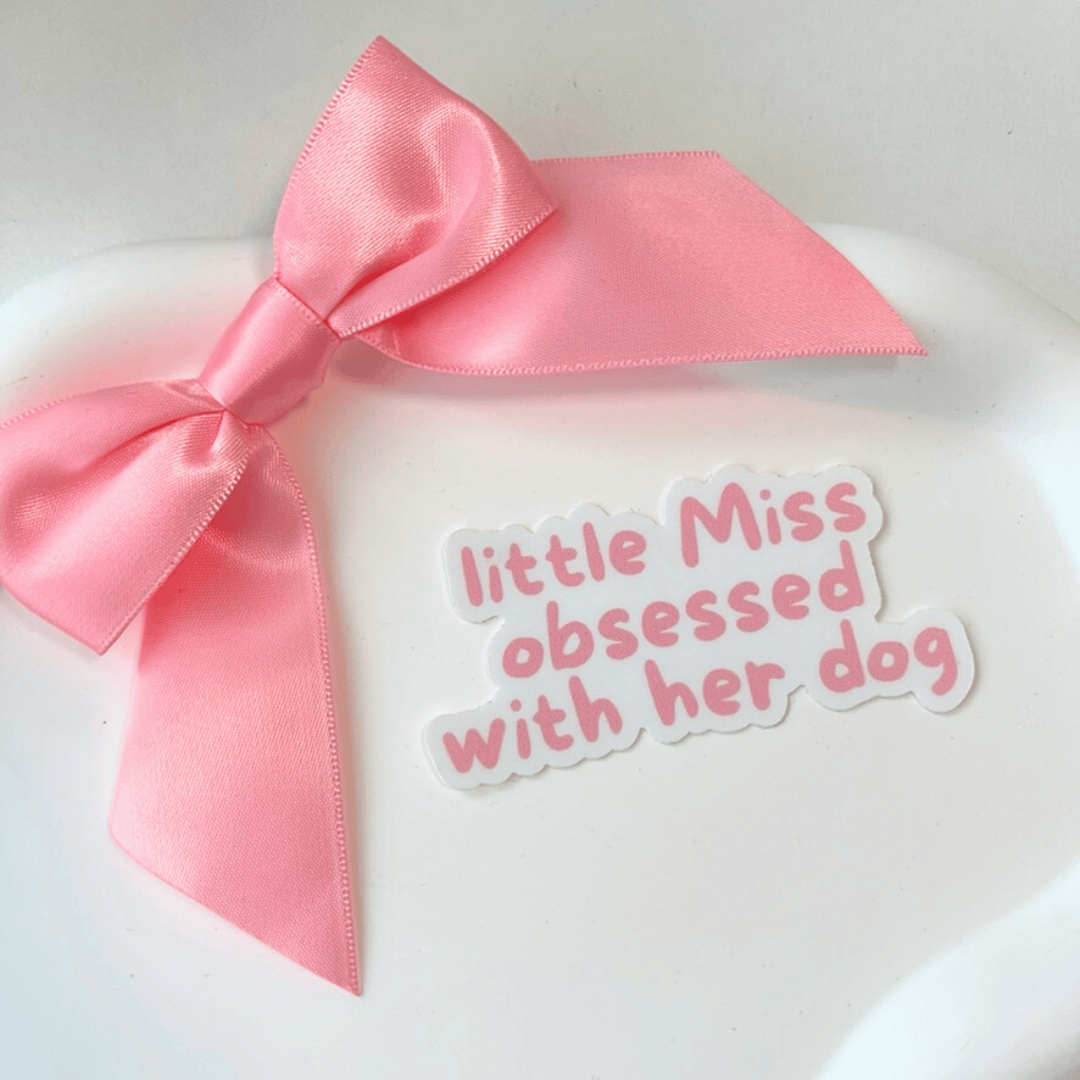 Sticker "little Miss obsessed with her dog" pink