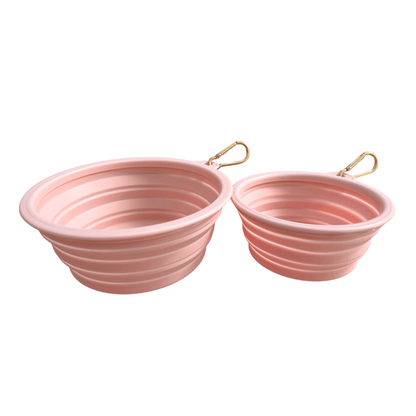 Foldable dog bowl with lid PINK ROSE