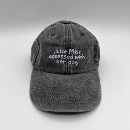 "little Miss obsessed with her dog" Cap Vintage Black