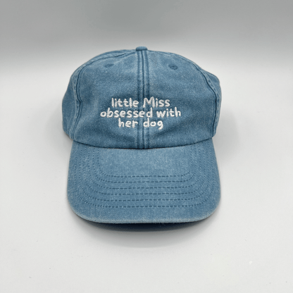 "little Miss obsessed with her dog" Cap Vintage Light Denim