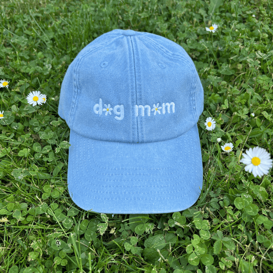 "dog mom" Cap Vintage Light Denim
