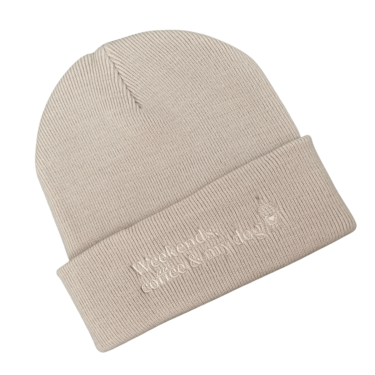 Mütze "Weekends, coffee & my dog" creme