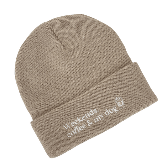 Hat "Weekends, coffee & my dog" beige