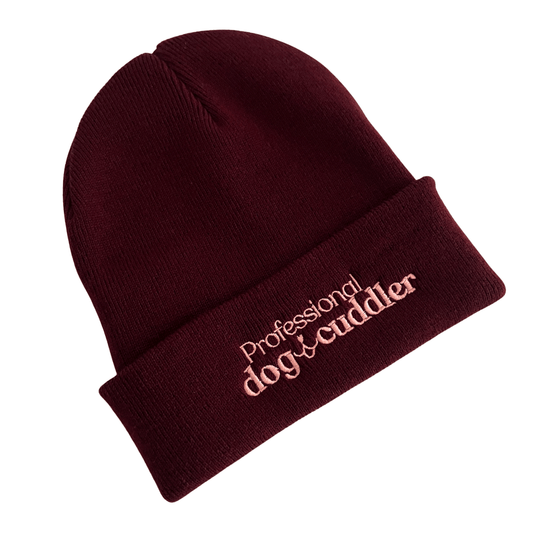 Mütze "professional dog cuddler" weinrot