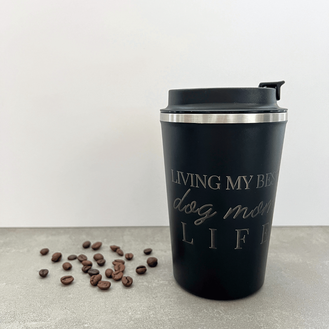 Thermo mug black "Dog Mom Life"