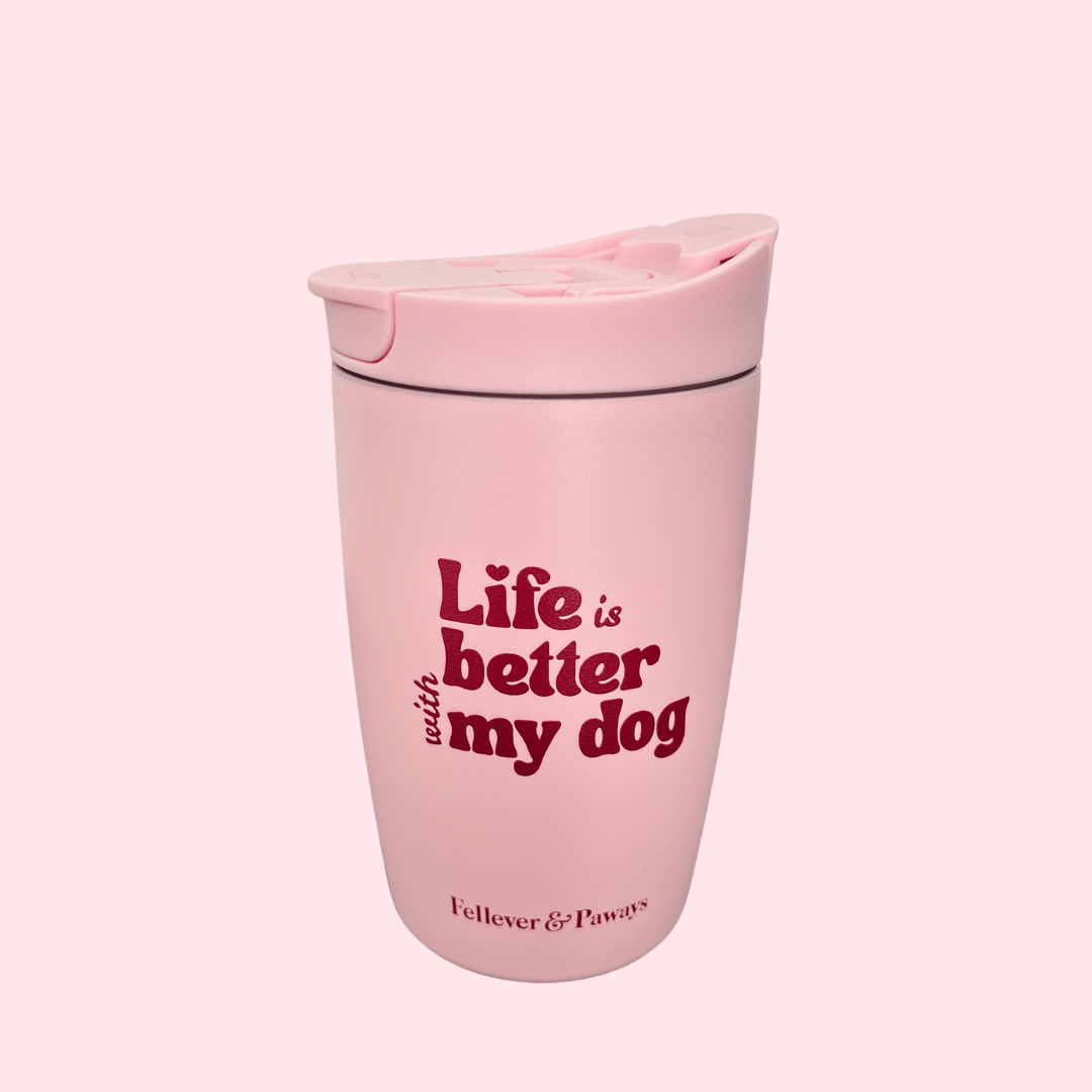 Thermobecher "Life is better with my dog" rosa