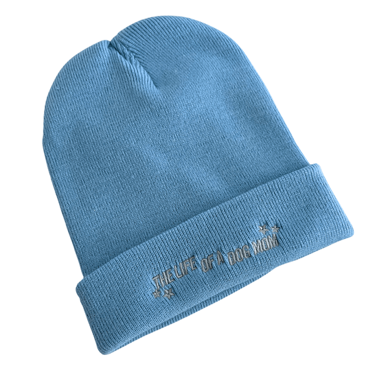 Mütze "the life of a dog mom" hellblau